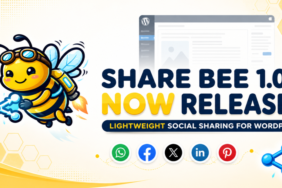 Share Bee 1.0.0 release announcement for WordPress
