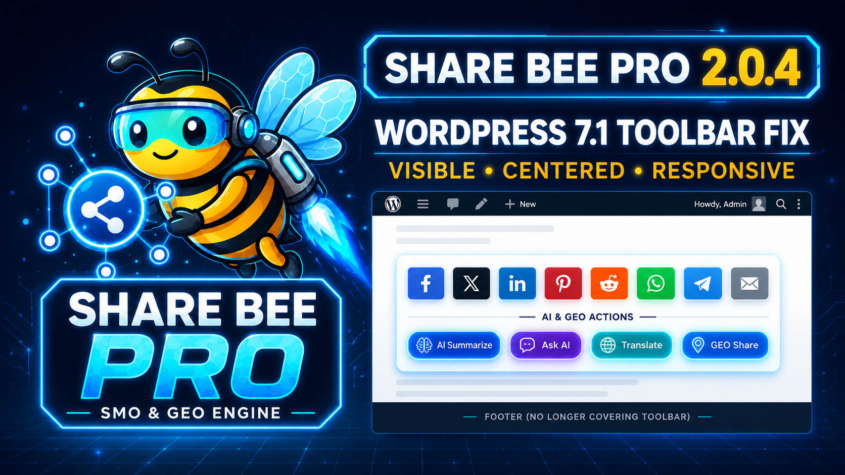 Share Bee Pro 2.0.4 Released: WordPress 7.1 Toolbar Visibility and Alignment Fixes